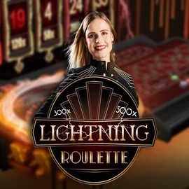 Lightning Roulette online game logo by Evolution on slotornadocasinos.ca